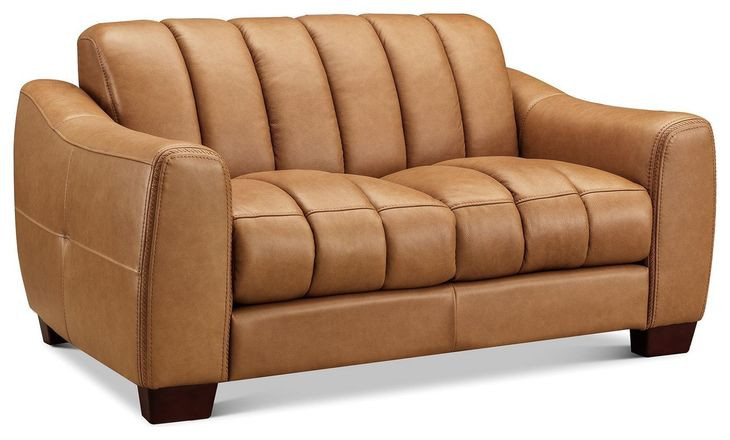 Baylor Cinnamon Brown Leather 64" Loveseat