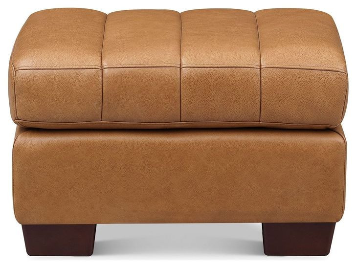 Baylor Cinnamon Brown Leather Upholstered Rectangular Ottoman