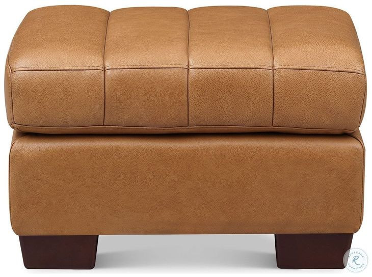 Baylor Cinnamon Brown Leather Upholstered Rectangular Ottoman