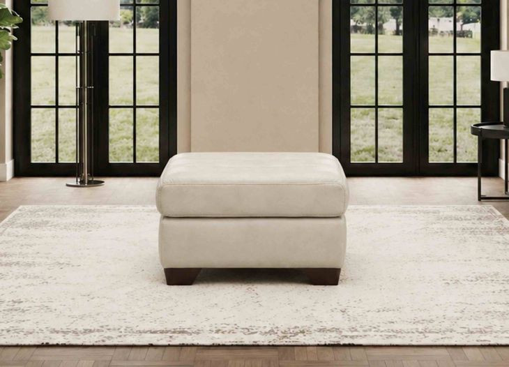 Montell Natural Leather Upholstered Rectangular Ottoman