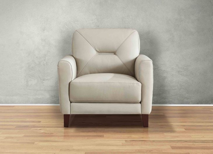 Elowen Vanilla Leather Upholstered Accent Chair
