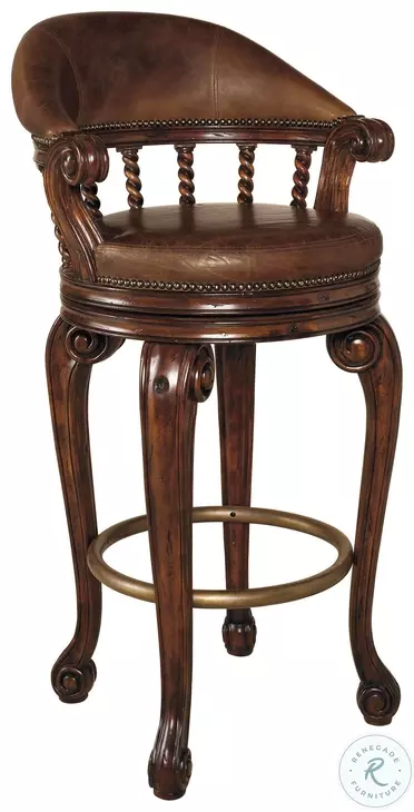 Marlowe Brown Leather Swivel Counter Height Stool