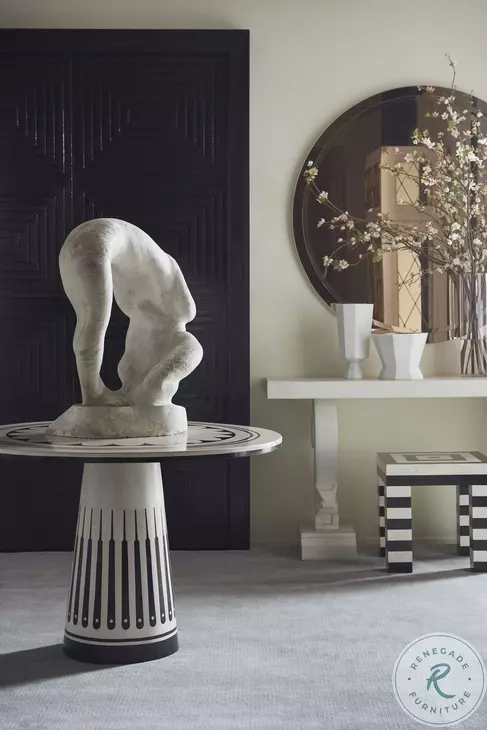 Stoneham Honed White Agate And Black Center Table