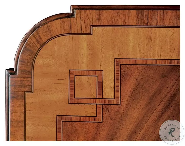 Greek Key Crotch Mahogany Extendable Dining Table