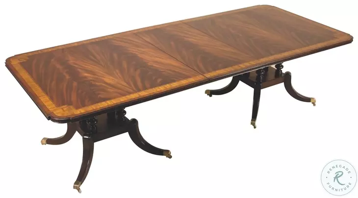 Greek Key Crotch Mahogany Extendable Dining Table