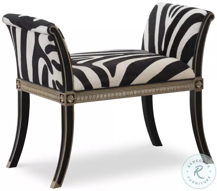 Safari Zebra Patterned Hair On Hide Bench