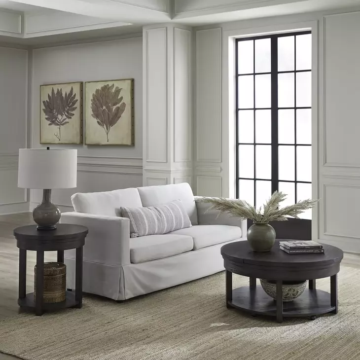 Weston Peppercorn Round Lift Top Occasional Table Set