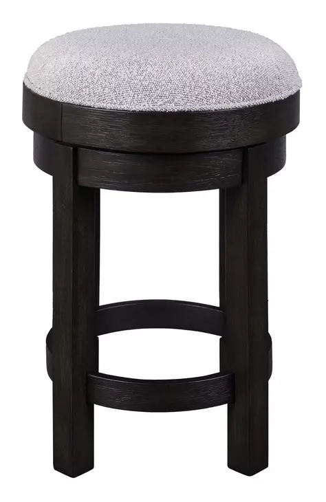 Weston Knubby Taupe Upholstered Swivel Console Stool