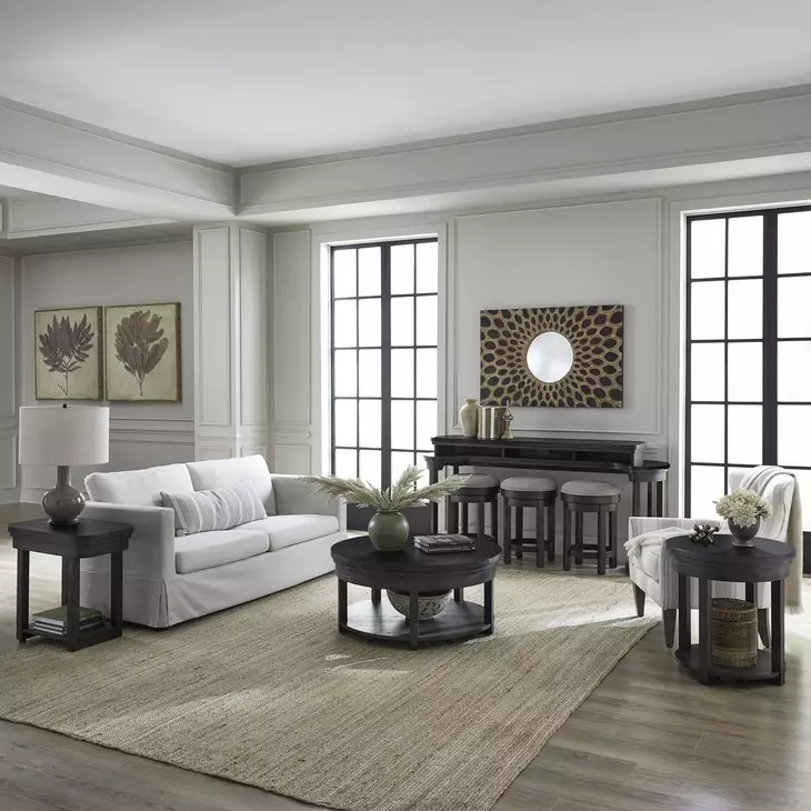 Weston Peppercorn Round Lift Top Occasional Table Set