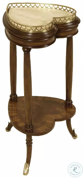 Heart Petrified Stone And Walnut Tone Two Tier Accent Table