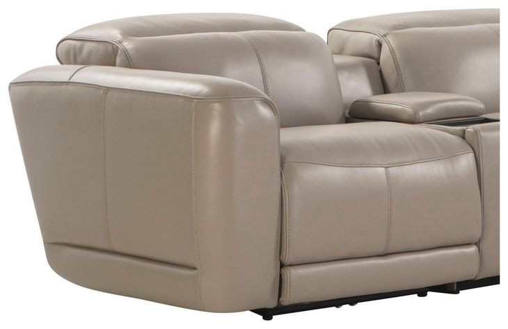 Ridgeway Gray Shark Skin Leather 6 Piece Power Reclining Sectional