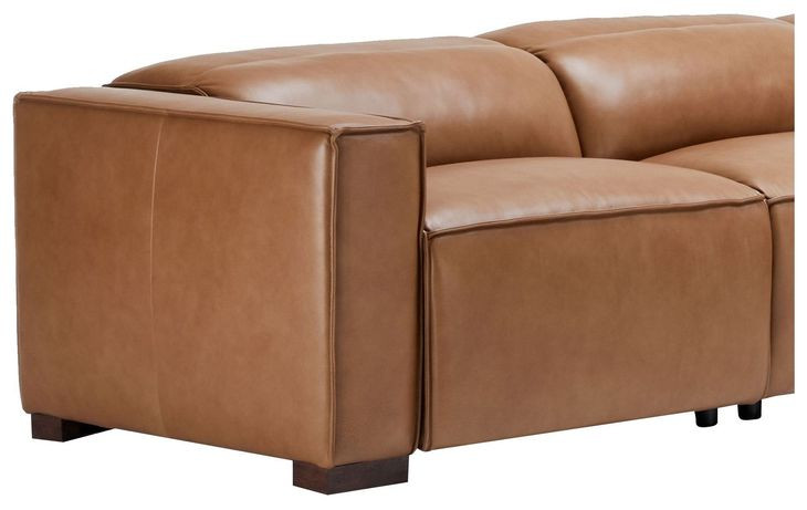 Uptown Tan Husk Leather 6 Piece Power Reclining Sectional