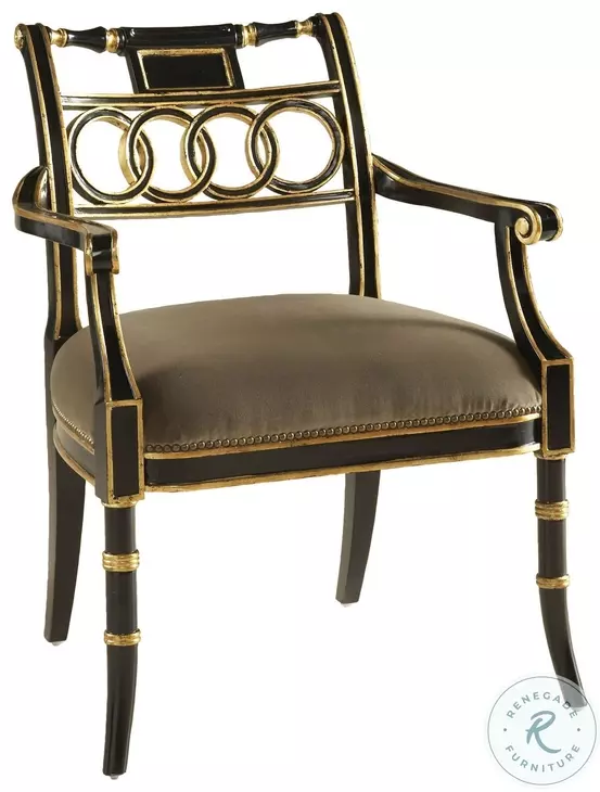 Regency Taupe Velvet Arm Chair