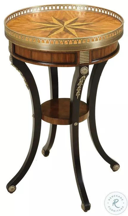 Compass Antique Brass And Black Occasional Table