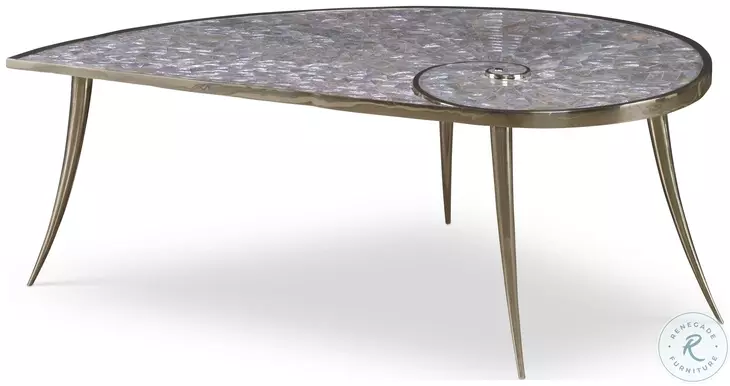 Closs Inlaid Abalone Shell And Polished Brass Cocktail Table