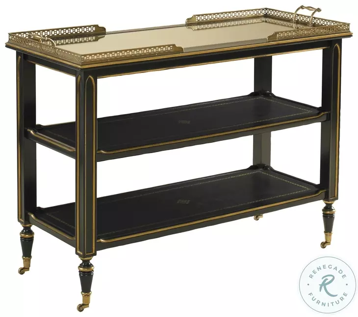 Trolley Glass And Ambassador Leather Serving Cart