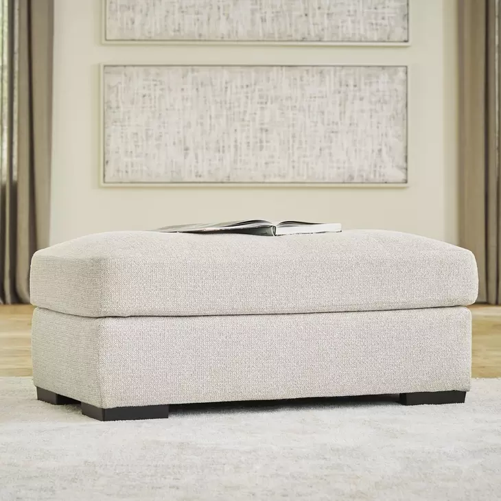 Evanley Linen Upholstered Rectangular Ottoman