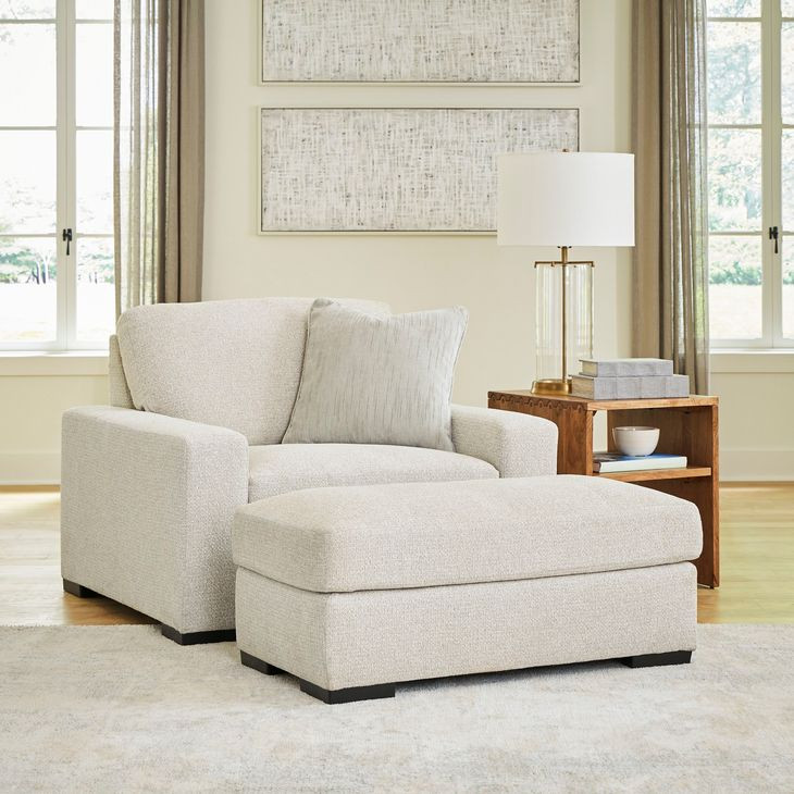 Cloverview Linen Upholstered Rectangular Ottoman