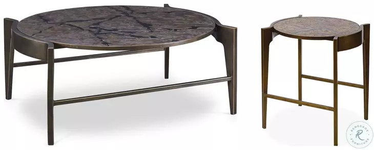 Flow Antiqued Brass Occasional Table Set