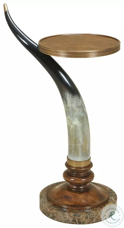 Horn Hand Painted Cast Resin Horn Occasional Table