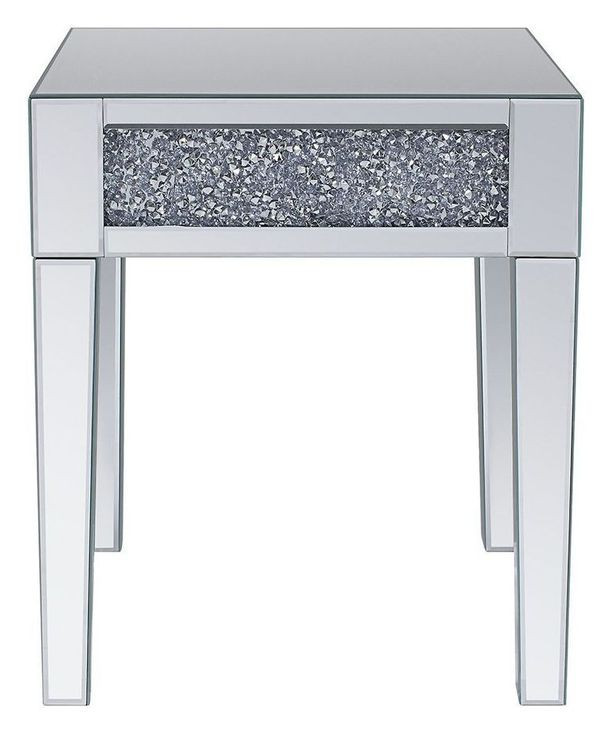 Noralie Silver and Gray Square Glass Top End Table
