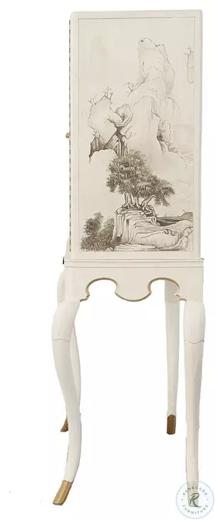 Lacca Veneziana Beige Lacquer Bar Cabinet