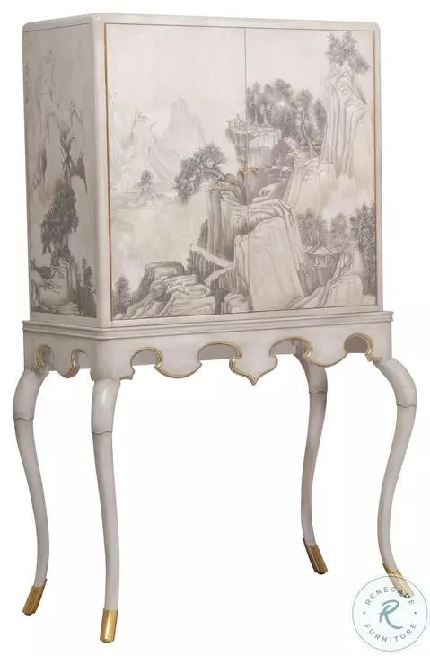 Lacca Veneziana Beige Lacquer Bar Cabinet