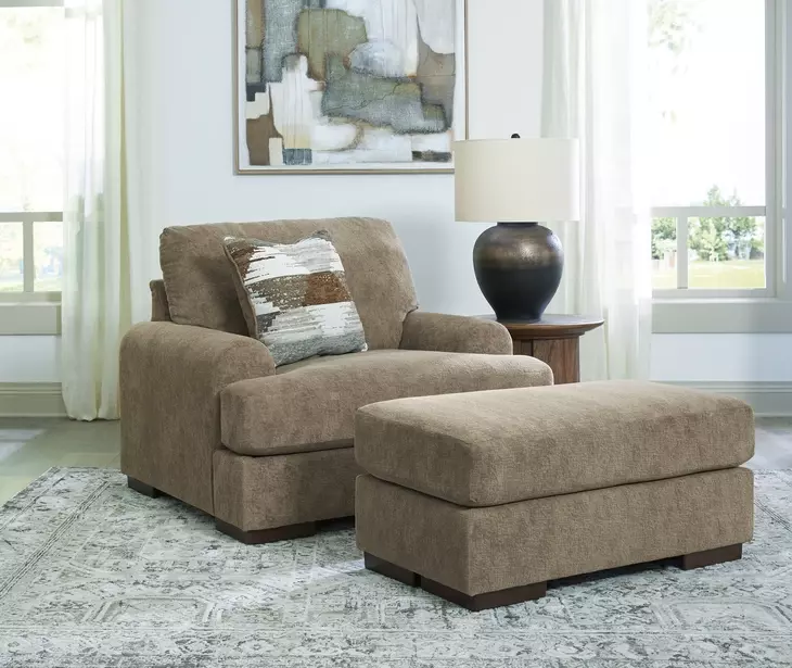 Nolenburg Pecan Upholstered Chair and A Half with Pillow