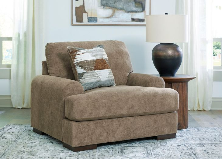Meadowleaf Pecan Upholstered Chair and A Half with Pillow