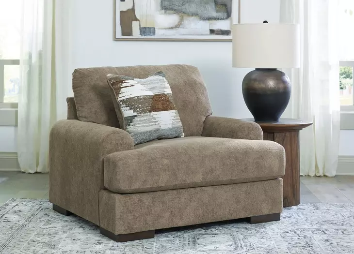 Nolenburg Pecan Upholstered Chair and A Half with Pillow