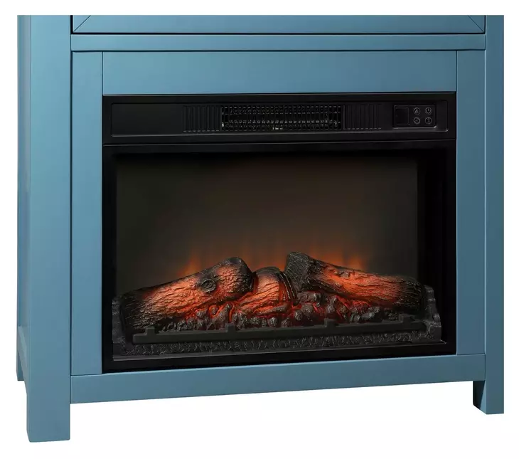 Fireside Consoles Indigo and White Sintered Stone Top Fireside Console with USB Charging