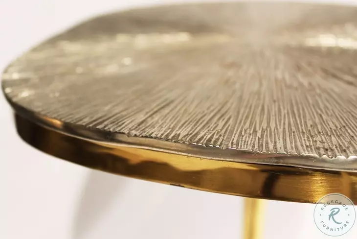Textured Satina Brass Accent Table