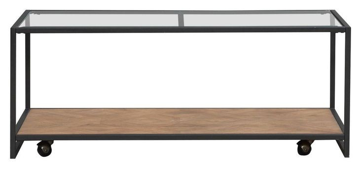 Norwood Weathered Oak and Black Rectangular Glass Top Cocktail Table
