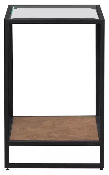 Bedford Weathered Oak and Black Rectangular Glass Top Chairside Table