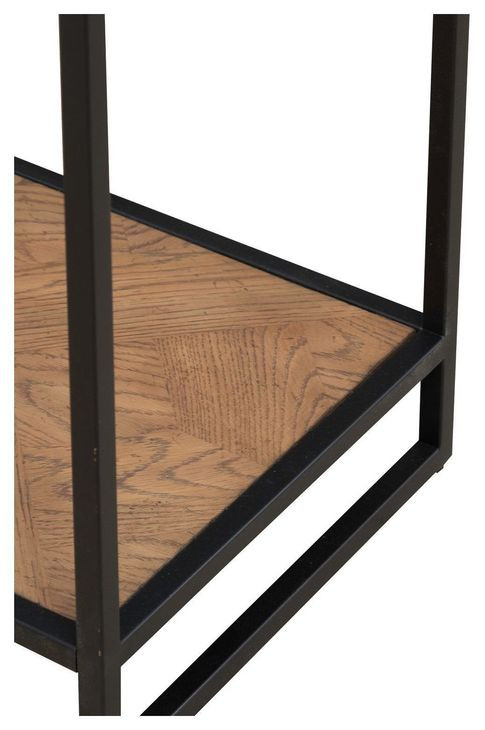 Norwood Weathered Oak and Black Rectangular Glass Top Chairside Table