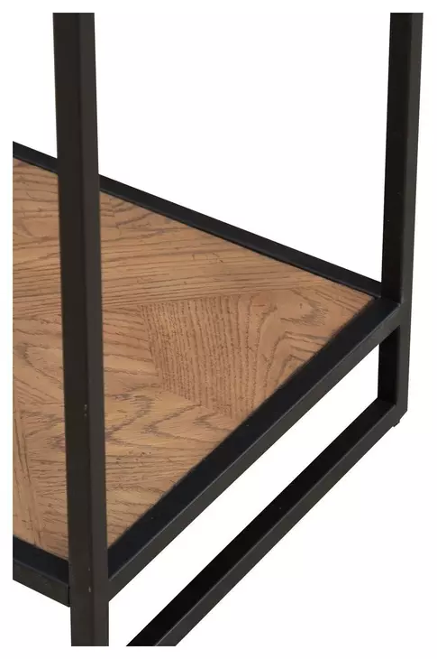 Bedford Weathered Oak and Black Rectangular Glass Top Chairside Table