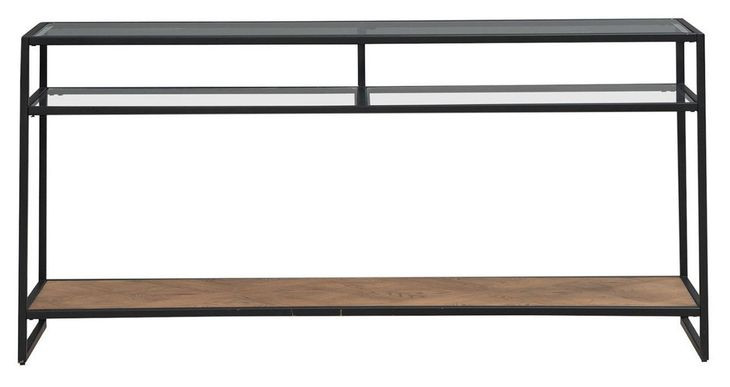 Norwood Weathered Oak and Gray Rectangular Glass Top Sofa Table