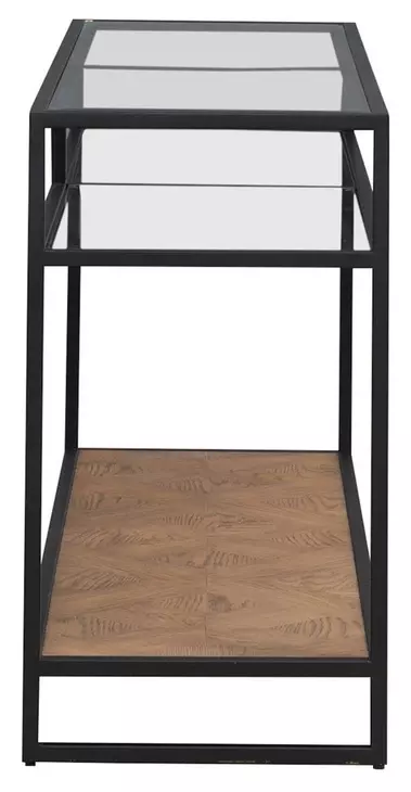 Bedford Weathered Oak and Black Rectangular Glass Top Occasional Table Set