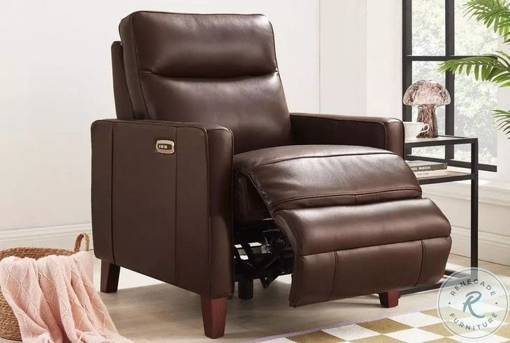 Arden Chestnut Leather Zero Gravity Power Recliner with Power Headrest and USB Charging