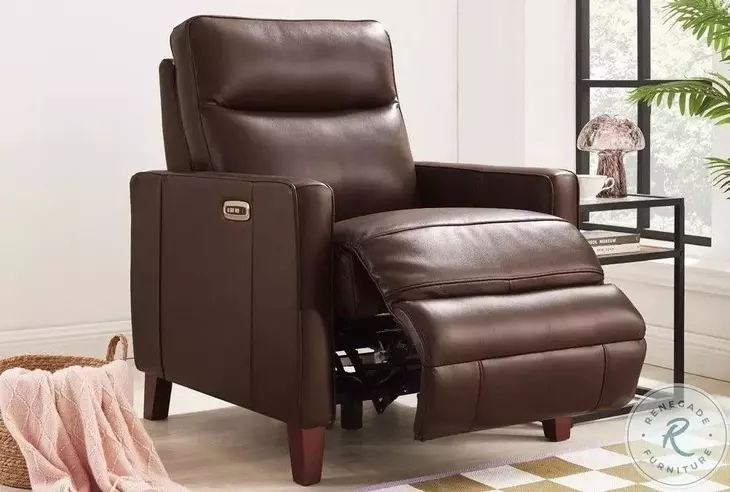 Arden Chestnut Leather Zero Gravity Power Recliner with Power Headrest and USB Charging