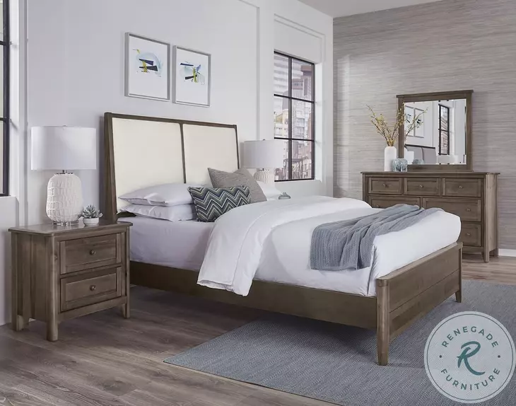 Woodbridge Dark Cashmere And White Upholstered Low Profile Bedroom Set