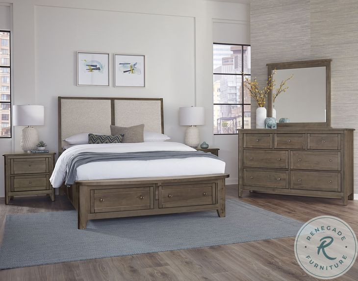 Woodbridge Dark Cashmere And Gray Upholstered Storage Platform Bedroom Set