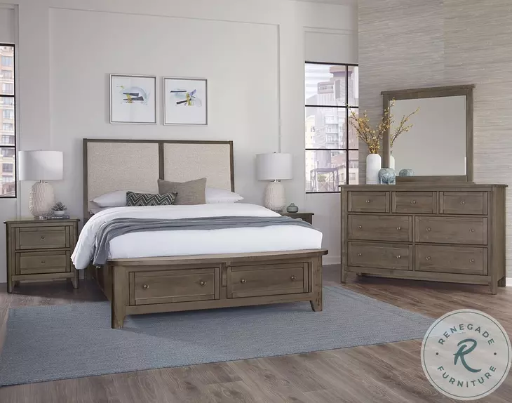 Woodbridge Dark Cashmere And Gray Queen Upholstered Storage Platform Bed