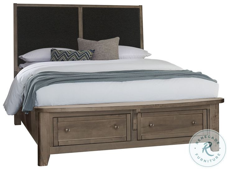 Woodbridge Dark Cashmere And Black King Upholstered Storage Platform Bed