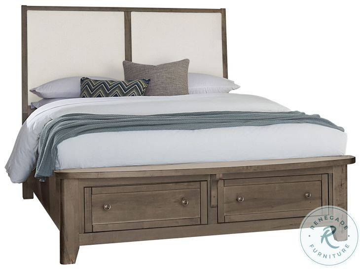 Woodbridge Dark Cashmere And White Upholstered Storage Platform Bedroom Set