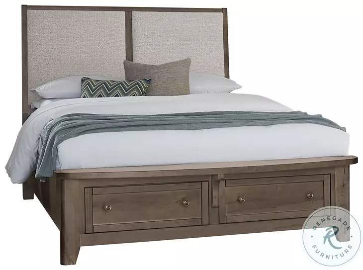 Woodbridge Dark Cashmere And Gray Queen Upholstered Storage Platform Bed