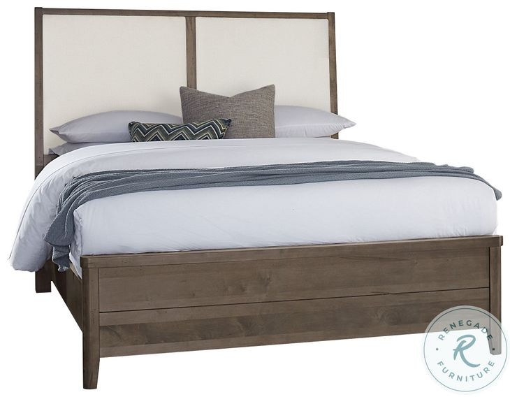 Woodbridge Dark Cashmere And White Queen Upholstered Low Profile Bed