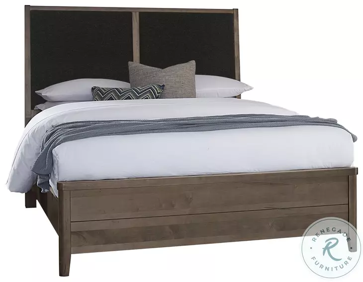 Woodbridge Dark Cashmere And Black Queen Upholstered Low Profile Bed