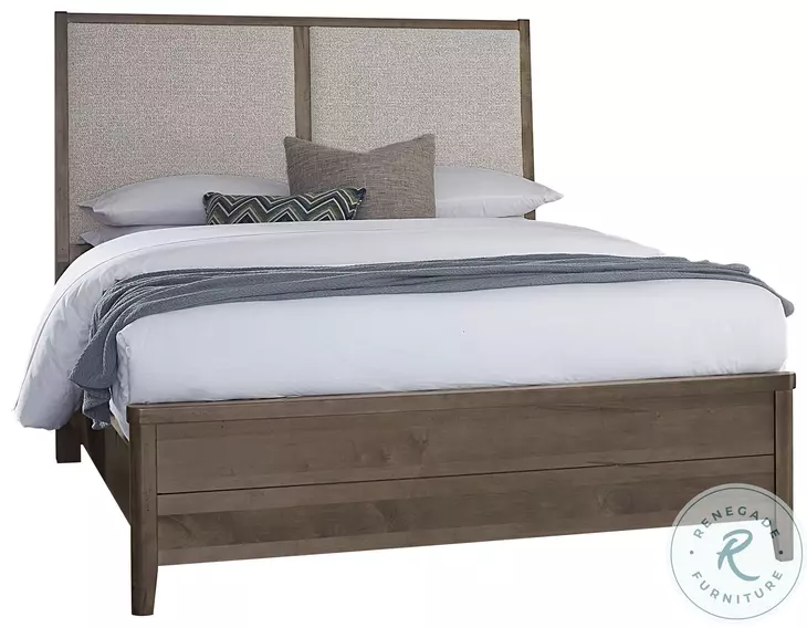 Woodbridge Dark Cashmere And Gray California King Upholstered Low Profile Panel Bed