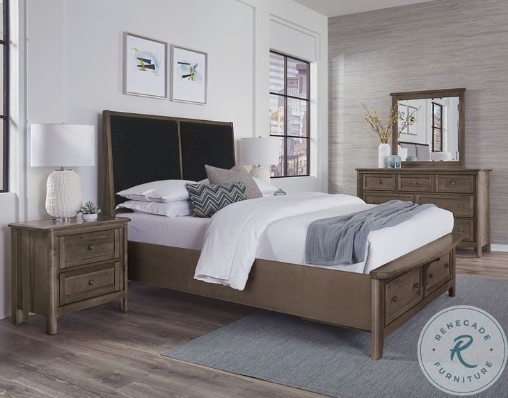 Woodbridge Dark Cashmere And Black King Upholstered Storage Platform Bed
